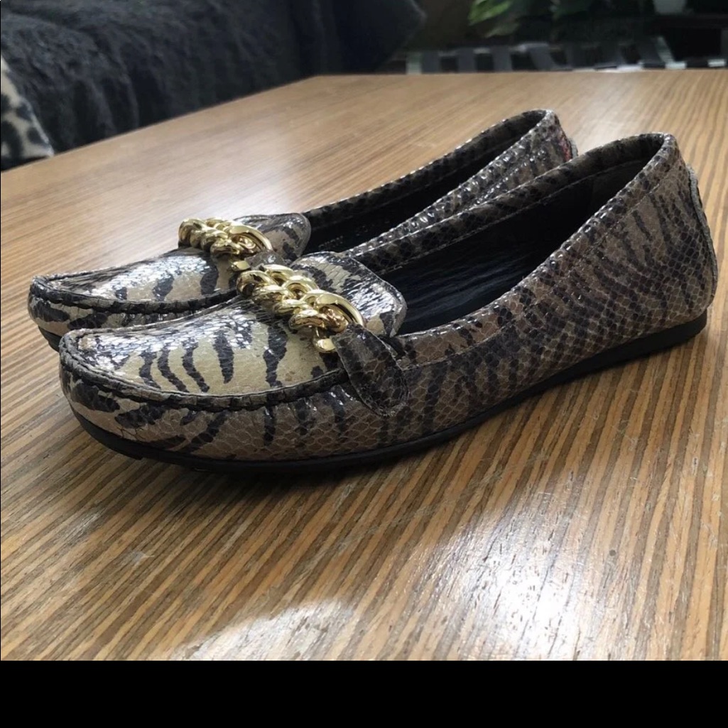 Stuart Weitzman Python Leather Loafers